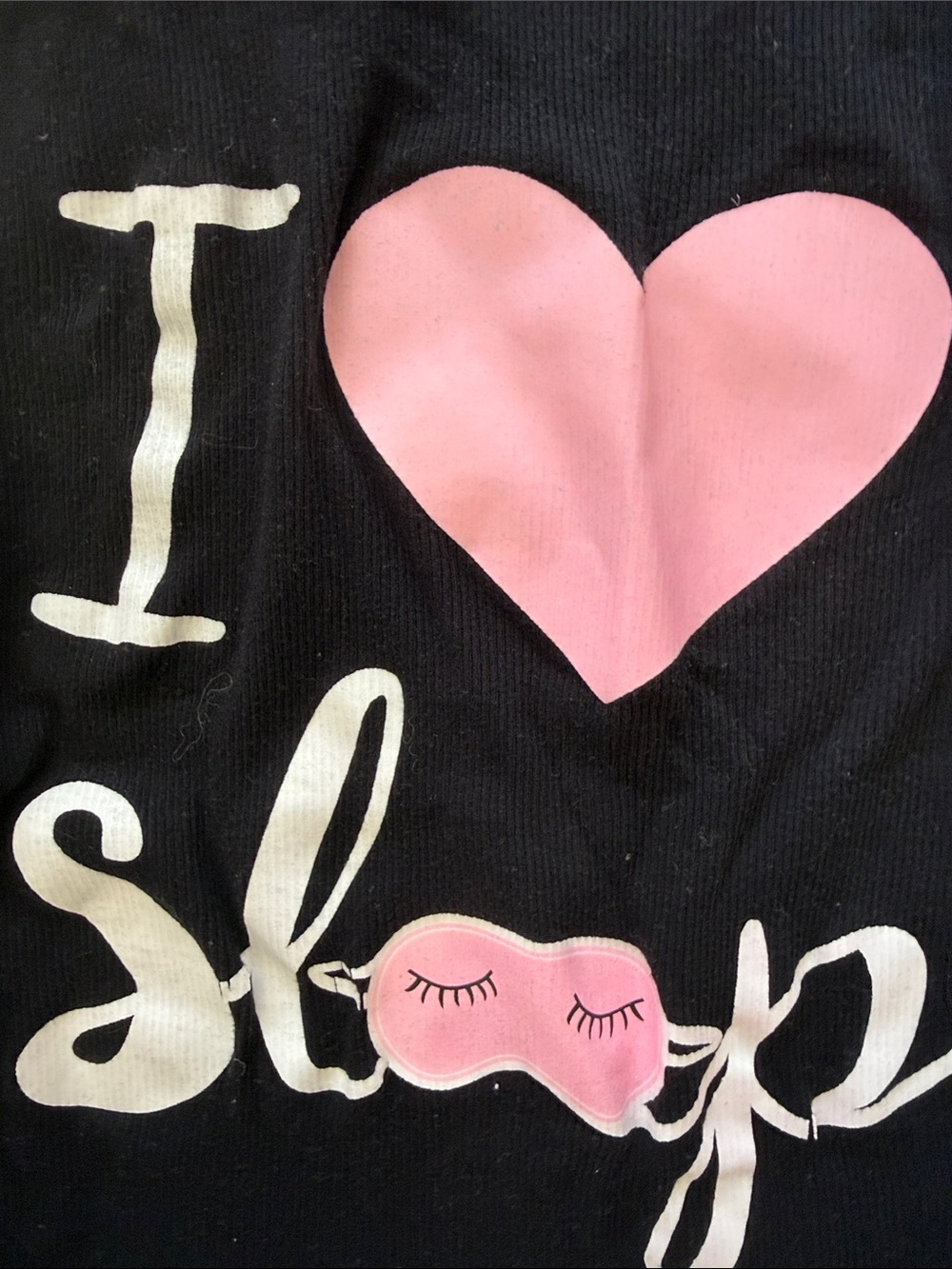 Just Love Black & Pink "I ♥ Sleep" Tank and White Pink Sleep Pants Pajama Set - Picture 3 of 4